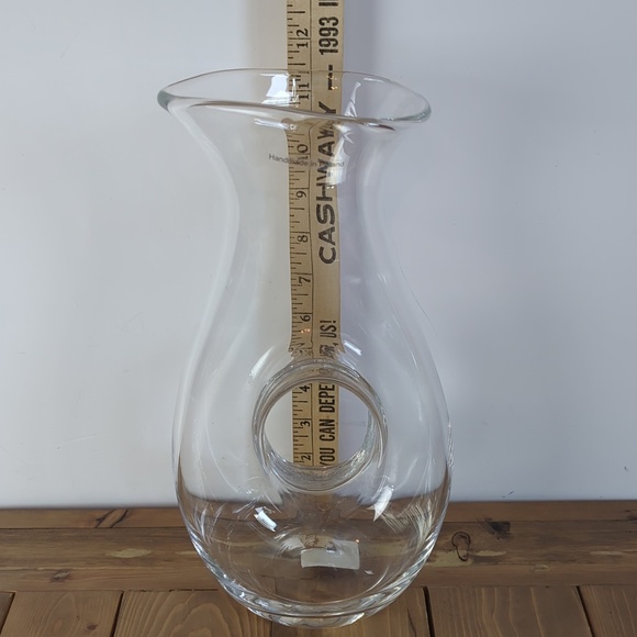 (NEW) Handmade in Poland Clear Glass Donut Hole Wine Pitcher Decanter - Picture 4 of 9
